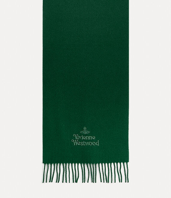 Vivienne Westwood 30x180 Embroidered Logo Scarf in dark green